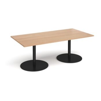 Eternal rectangular boardroom table 2000mm x 1000mm black base beech top - ETN20-K-B