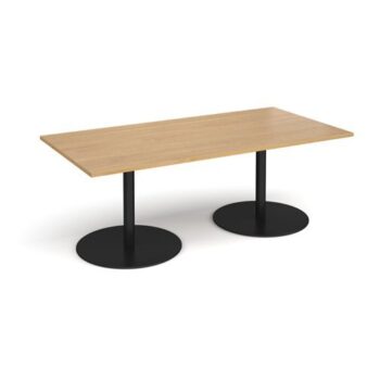 Eternal rectangular boardroom table 2000mm x 1000mm black base oak top - ETN20-K-O