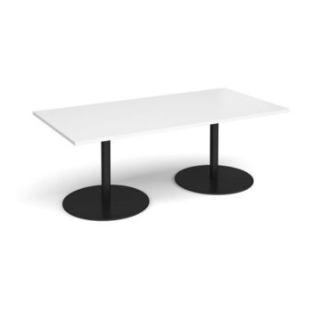 Eternal rectangular boardroom table 2000mm x 1000mm black base white top - ETN20-K-WH