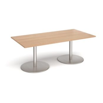 Eternal rectangular boardroom table 2000mm x 1000mm brushed steel base beech top - ETN20-BS-B