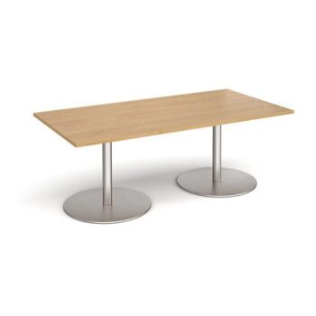 Eternal rectangular boardroom table 2000mm x 1000mm brushed steel base oak top - ETN20-BS-O