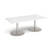 Eternal rectangular boardroom table 2000mm x 1000mm brushed steel base white top - ETN20-BS-WH