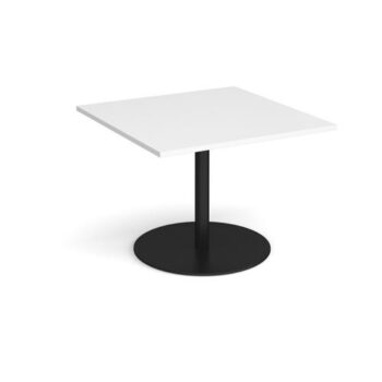 Eternal square extension table 1000mm x 1000mm black base white top - ETN10-K-WH