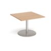 Eternal square extension table 1000mm x 1000mm brushed steel base beech top - ETN10-BS-B