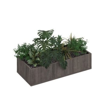 Flux modular storage double wooden planter box with plants grey oak - FL-PLP2-GO