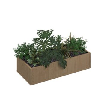 Flux modular storage double wooden planter box with plants kendal oak - FL-PLP2-KO