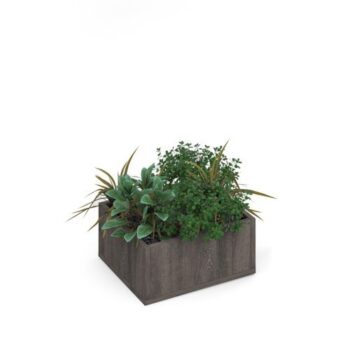 Flux modular storage single wooden planter box with plants grey oak - FL-PLP1-GO