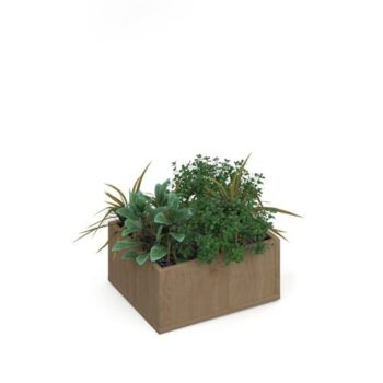 Flux modular storage single wooden planter box with plants kendal oak - FL-PLP1-KO