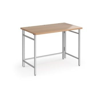 Fuji home office workstation 1000mm x 600mm with folding legs ? Beech with silver frame - FDK610SB