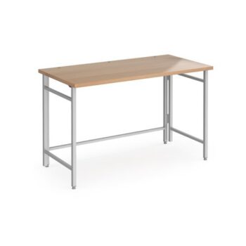 Fuji home office workstation 1200mm x 600mm with folding legs ? Beech with silver frame - FDK612SB