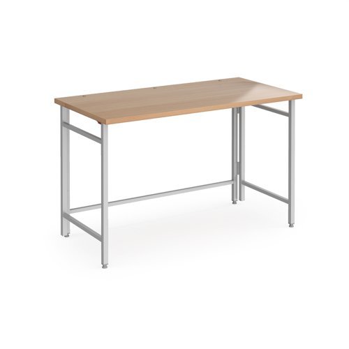 Fuji home office workstation 1200mm x 600mm with folding legs ? Beech with silver frame - FDK612SB