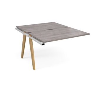 Fuze add on units back to back 1200mm x 1600mm with oak legs white underframe grey oak top - FZ1216-AB-WH-GO