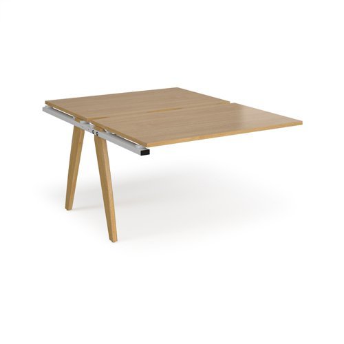 Fuze add on units back to back 1200mm x 1600mm with oak legs white underframe oak top - FZ1216-AB-WH-O