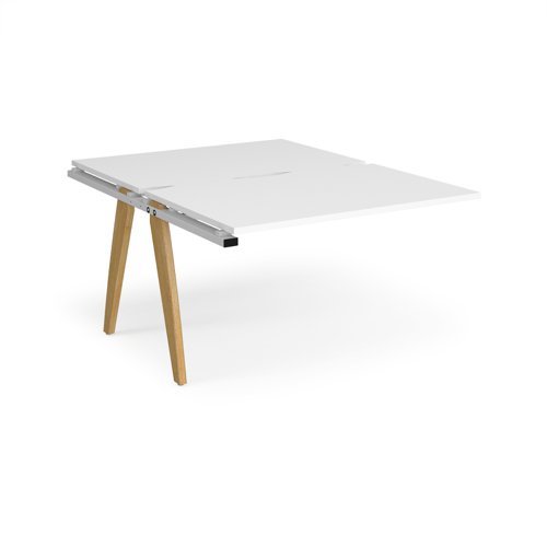 Fuze add on units back to back 1200mm x 1600mm with oak legs white underframe white top - FZ1216-AB-WH-WH