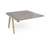 Fuze add on units back to back 1400mm x 1600mm with oak legs white underframe grey oak top - FZ1416-AB-WH-GO