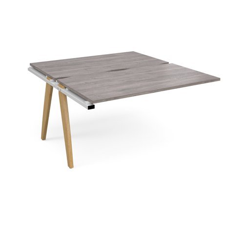Fuze add on units back to back 1400mm x 1600mm with oak legs white underframe grey oak top - FZ1416-AB-WH-GO