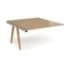 Fuze add on units back to back 1400mm x 1600mm with oak legs white underframe oak top - FZ1416-AB-WH-O