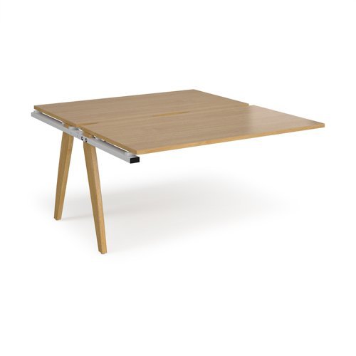 Fuze add on units back to back 1400mm x 1600mm with oak legs white underframe oak top - FZ1416-AB-WH-O