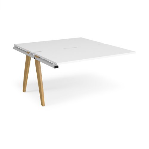 Fuze add on units back to back 1400mm x 1600mm with oak legs white underframe white top - FZ1416-AB-WH-WH