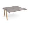 Fuze add on units back to back 1600mm x 1600mm with oak legs white underframe grey oak top - FZ1616-AB-WH-GO