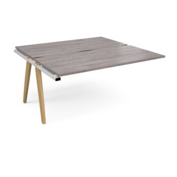 Fuze add on units back to back 1600mm x 1600mm with oak legs white underframe grey oak top - FZ1616-AB-WH-GO