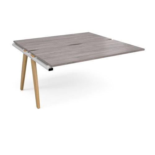 Fuze add on units back to back 1600mm x 1600mm with oak legs white underframe grey oak top - FZ1616-AB-WH-GO