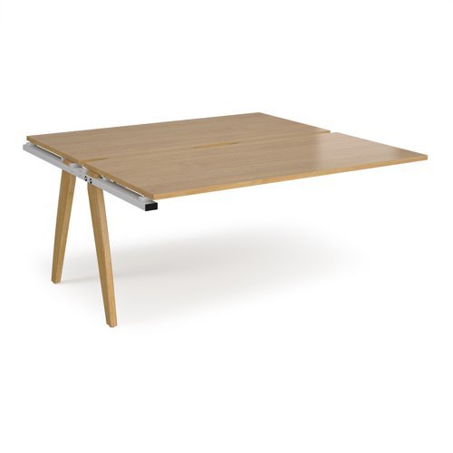 Fuze add on units back to back 1600mm x 1600mm with oak legs white underframe oak top - FZ1616-AB-WH-O