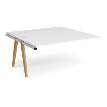 Fuze add on units back to back 1600mm x 1600mm with oak legs white underframe white top - FZ1616-AB-WH-WH