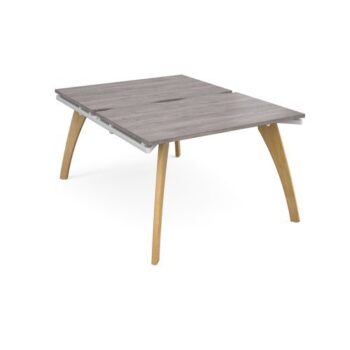 Fuze back to back desks 1200mm x 1600mm with oak legs white underframe grey oak top - FZ1216-WH-GO