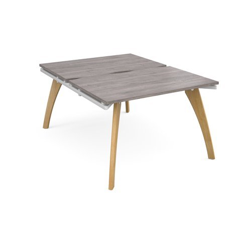 Fuze back to back desks 1200mm x 1600mm with oak legs white underframe grey oak top - FZ1216-WH-GO