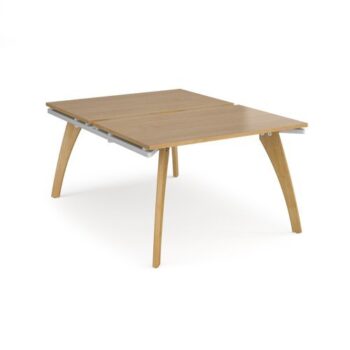 Fuze back to back desks 1200mm x 1600mm with oak legs white underframe oak top - FZ1216-WH-O
