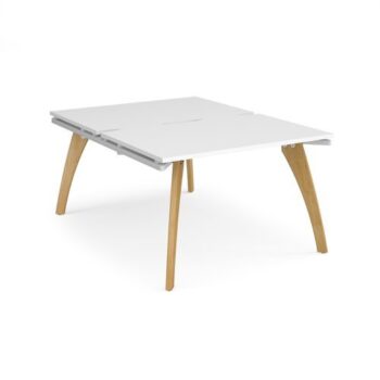 Fuze back to back desks 1200mm x 1600mm with oak legs white underframe white top - FZ1216-WH-WH