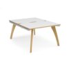 Fuze back to back desks 1200mm x 1600mm with oak legs white underframe white top with oak edging - FZ1216-WH-WO