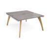 Fuze back to back desks 1400mm x 1600mm with oak legs white underframe grey oak top - FZ1416-WH-GO