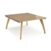 Fuze back to back desks 1400mm x 1600mm with oak legs white underframe oak top - FZ1416-WH-O
