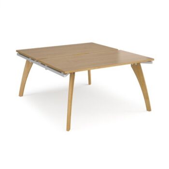 Fuze back to back desks 1400mm x 1600mm with oak legs white underframe oak top - FZ1416-WH-O