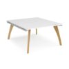 Fuze back to back desks 1400mm x 1600mm with oak legs white underframe white top - FZ1416-WH-WH