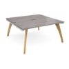 Fuze back to back desks 1600mm x 1600mm with oak legs white underframe grey oak top - FZ1616-WH-GO