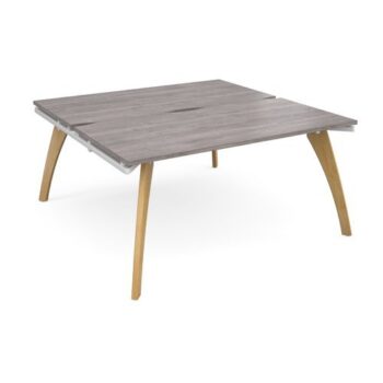 Fuze back to back desks 1600mm x 1600mm with oak legs white underframe grey oak top - FZ1616-WH-GO