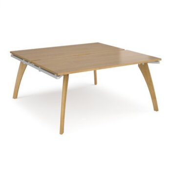 Fuze back to back desks 1600mm x 1600mm with oak legs white underframe oak top - FZ1616-WH-O