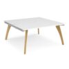 Fuze back to back desks 1600mm x 1600mm with oak legs white underframe white top - FZ1616-WH-WH