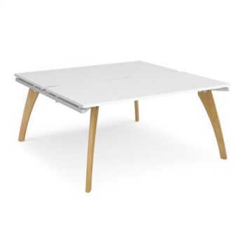 Fuze back to back desks 1600mm x 1600mm with oak legs white underframe white top - FZ1616-WH-WH