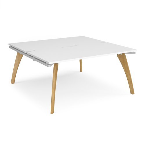 Fuze back to back desks 1600mm x 1600mm with oak legs white underframe white top - FZ1616-WH-WH