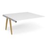 Fuze boardroom table add on unit 1600mm x 1600mm with oak legs white underframe white top - FZBT1616-AB-WH-WH