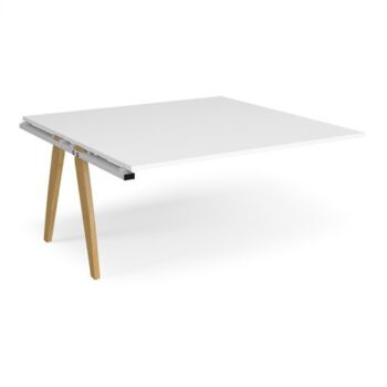 Fuze boardroom table add on unit 1600mm x 1600mm with oak legs white underframe white top - FZBT1616-AB-WH-WH