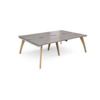 Fuze double back to back desks 2400mm x 1600mm with oak legs white underframe grey oak top - FZ2416-WH-GO