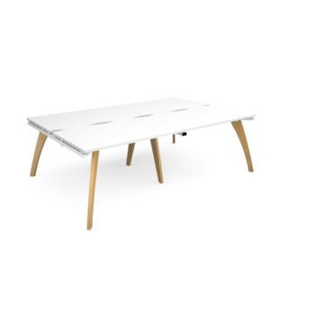 Fuze double back to back desks 2400mm x 1600mm with oak legs white underframe white top - FZ2416-WH-WH