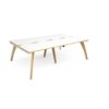 Fuze double back to back desks 2400mm x 1600mm with oak legs white underframe white top with oak edging - FZ2416-WH-WO