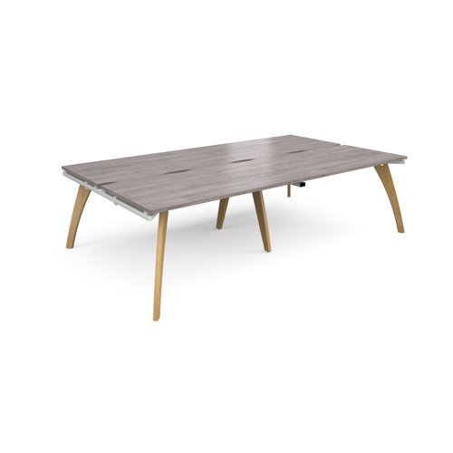 Fuze double back to back desks 2800mm x 1600mm with oak legs white underframe grey oak top - FZ2816-WH-GO