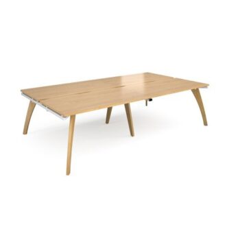 Fuze double back to back desks 2800mm x 1600mm with oak legs white underframe oak top - FZ2816-WH-O